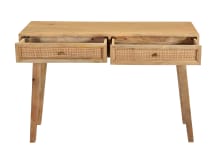 Tulum Mango Wood and Rattan Desk  - 115cm color Natural