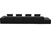 Riley Plaza Flint Grey Modular Sofa - 1x Arm, 3x Armless, 1x Left Terminal color Plaza Flint Grey