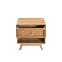 Tulum Mango Wood and Rattan Bedside Table - 1 Drawer color Natural