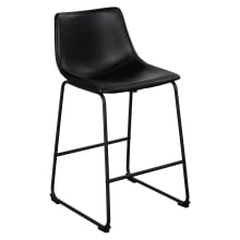 Montana Saddle Counter Stool Black color Faux Leather Black