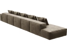 Riley Tribute Walnut Modular Sofa - 1x Arm, 4x Armless, 1x Left Terminal color Tribute Walnut