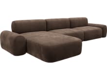Beckett Muse Chocolate Chaise Sofa - 3 Seater color Muse Chocolate