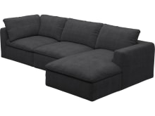 Cloud Deep Plaza Flint Grey Modular Sofa - 3 Seater Chaise color Plaza Flint Grey