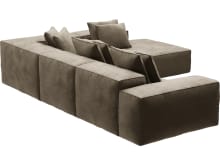 Riley Tribute Walnut Modular Sofa - Arm, 2x Armless, Corner, Right Terminal color Tribute Walnut