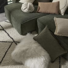 Mongolian Fur Cushion White - 55cm x 55cm color White