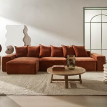 Riley Muse Rust Modular Sofa - 3 Seater Chaise color Muse Rust