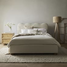Maeve Wave Boucle Bed Frame Ivory color Ivory
