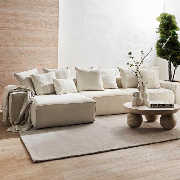 Riley Muse Flax Modular Sofa - 3 Seater Chaise color Muse Flax