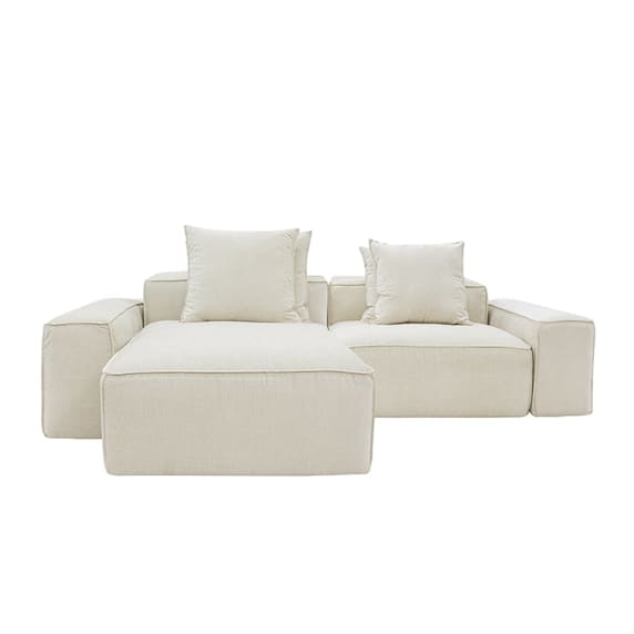 Riley Muse Flax Modular Sofa - 2 Seater Chaise color Muse Flax