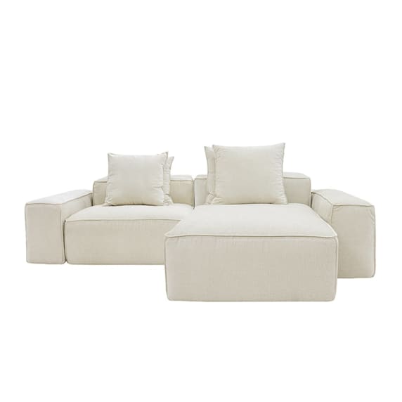 Riley Muse Flax Modular Sofa - 2 Seater Chaise color Muse Flax