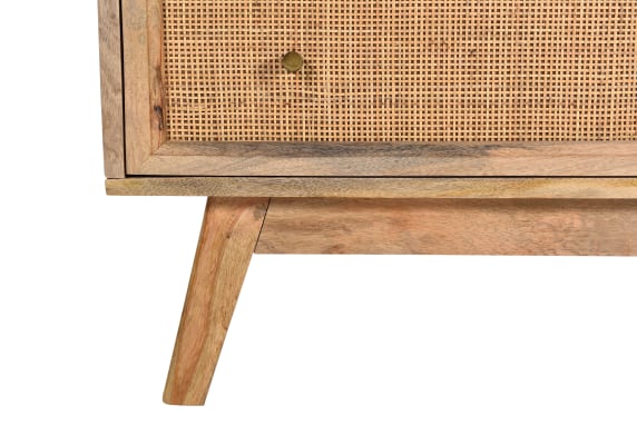 Tulum Mango Wood and Rattan Dresser - 6 Drawer color Natural