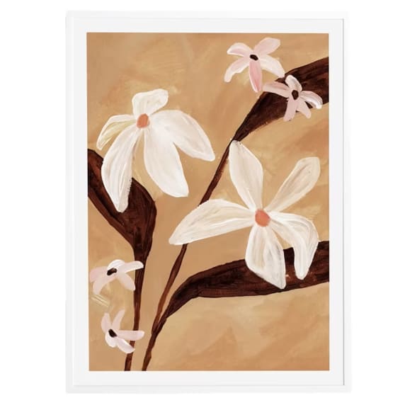 Wildflower Blossoms II White Framed Print - 85cm x 114cm color Natural