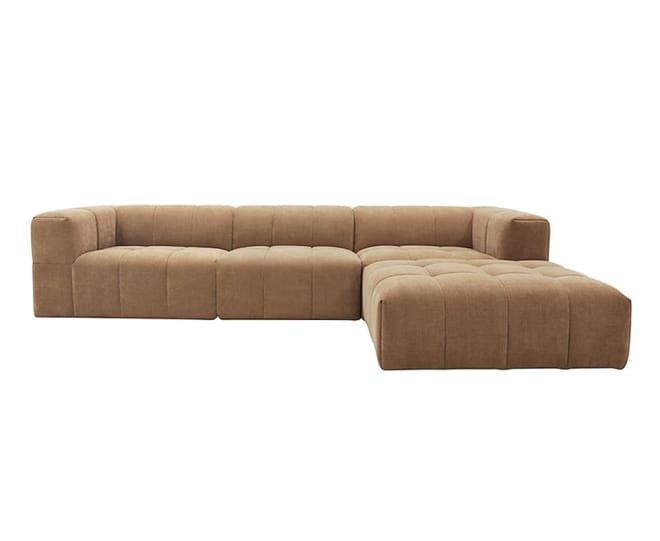 Lucello Tribute Chestnut Modular Sofa with Ottoman - 4 Piece color Tribute Chestnut
