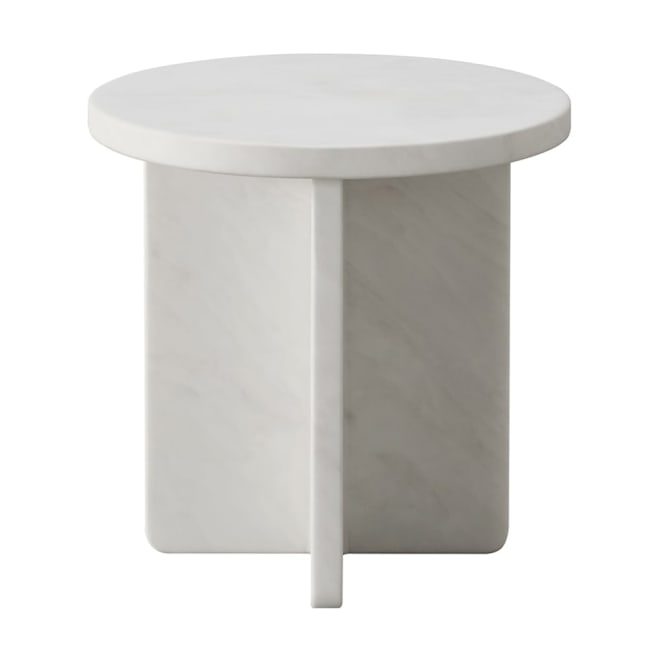 Circe Side Table White Marble Round color White Marble