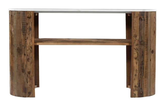 Altair Reclaimed Wood & Banswara Marble Console Table color Natural