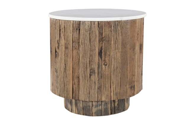 Altair Reclaimed Wood & Banswara Marble Side Table color 68194202