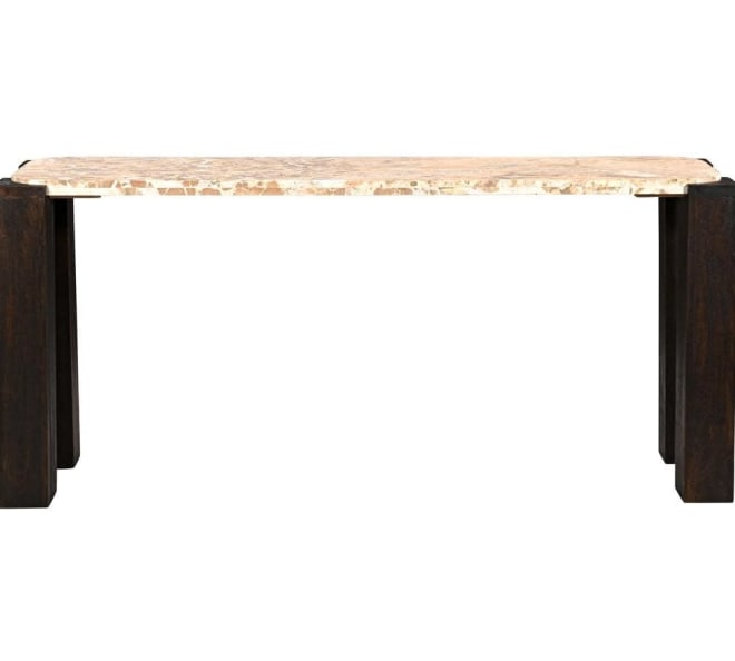 Cordoba Panther Marble & Mango Wood Console - 130 cm color Dark Brown