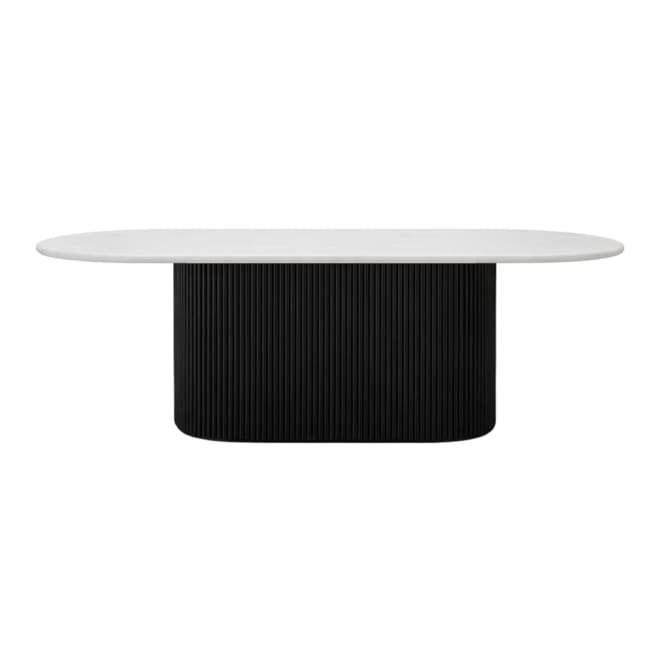 Ares Dining Table White Marble & Black Ash Wood color Black