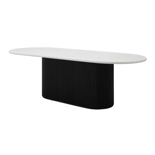 Ares Dining Table White Marble & Black Ash Wood color Black