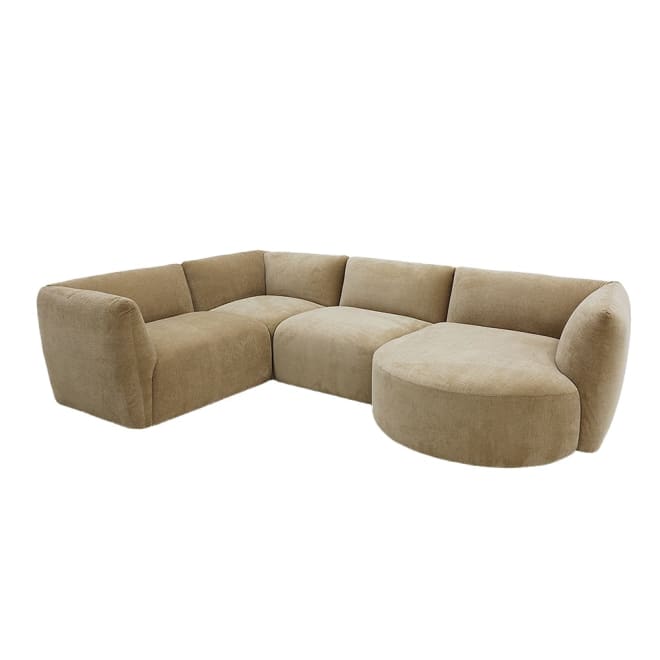 Dillon Muse Soft Brown 4 Seater Corner Modular With Round Chaise color Muse Soft Brown