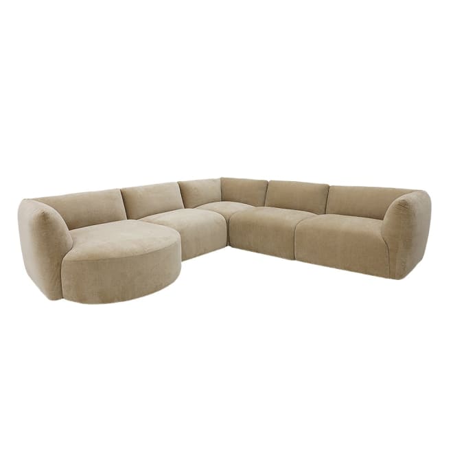 Dillon Muse Soft Brown 5 Seater Corner Modular With Round Chaise color Muse Soft Brown