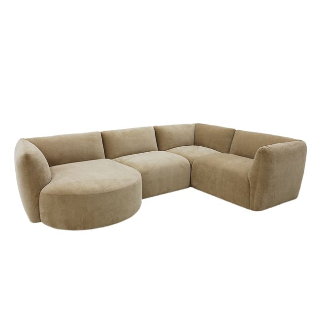Dillon Muse Soft Brown 4 Seater Corner Modular With Round Chaise color Muse Soft Brown