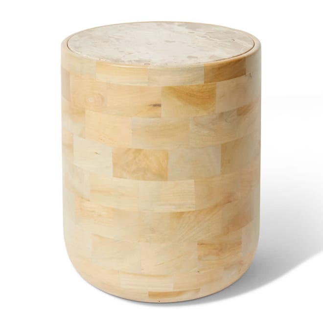 Gazali Side Table - 45 x 45 x 55cm color Cream/Natural
