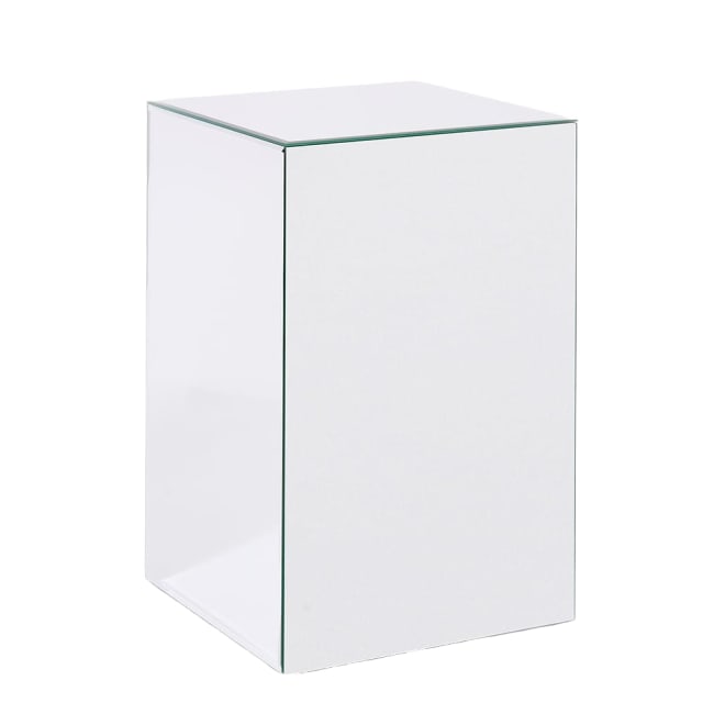 Gleam Mirrored Plinth Side Table color Sliver