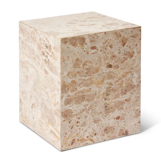 Travis Side Table  Panther Marble - 38 x 38 x 45cm color Cream/Brown