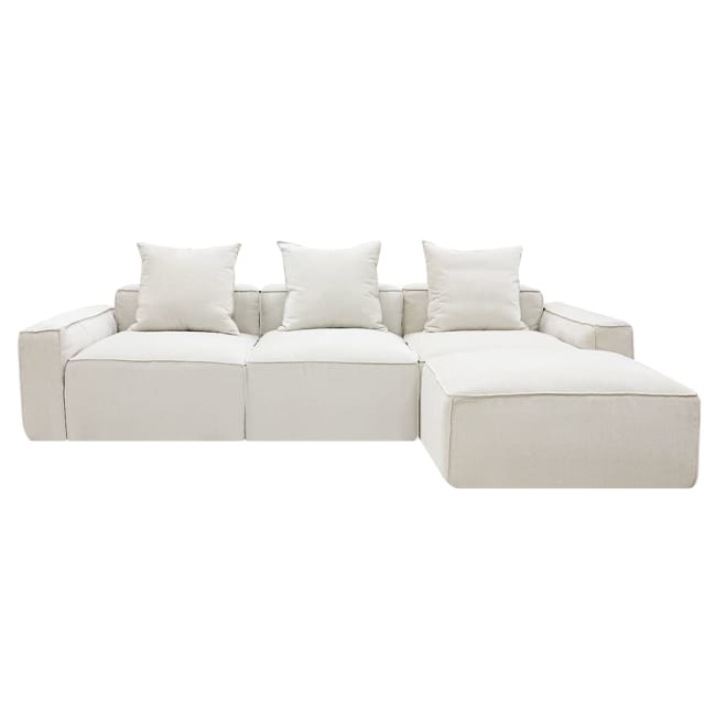 Riley Apt Muse Flax Sofa - 3 Seater and Ottoman color Muse Flax