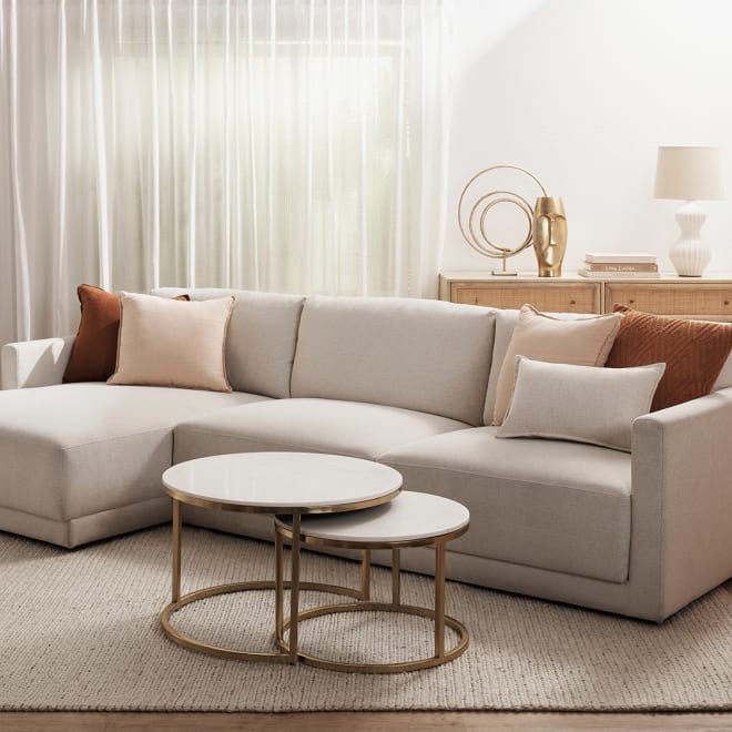 Haven California Ivory 3 Seater Chaise Sofa color California Ivory