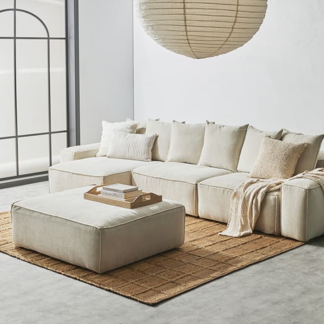 Riley Muse Flax Big Ottoman color Muse Flax