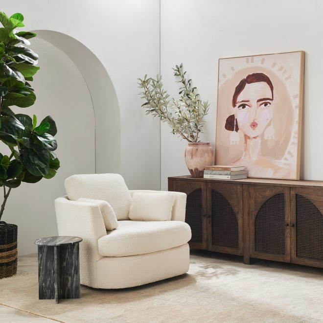 Lax Swivel Chair Boucle Ivory color Boucle Ivory