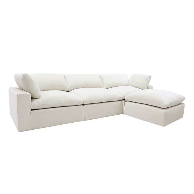 Skye MKII Muse Flax Modular Sofa with Ottoman - 3 Seater color Muse Flax