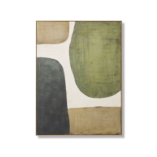 Sinazo I Hand Painted Wall Art Green Brown - 90 x 5 x 120cm color Green Brown