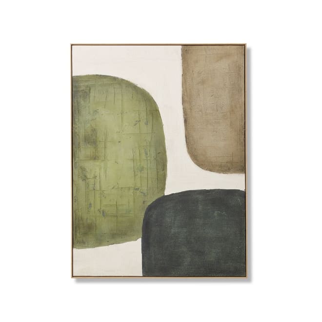 Sinazo II Hand Painted Wall Ar Green Brown - 90 x 5 x 120cm color Green Brown