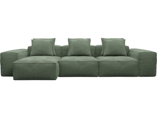 Riley Tribute Dark Jade Modular Sofa - 3 Seater Chaise color Tribute Dark Jade