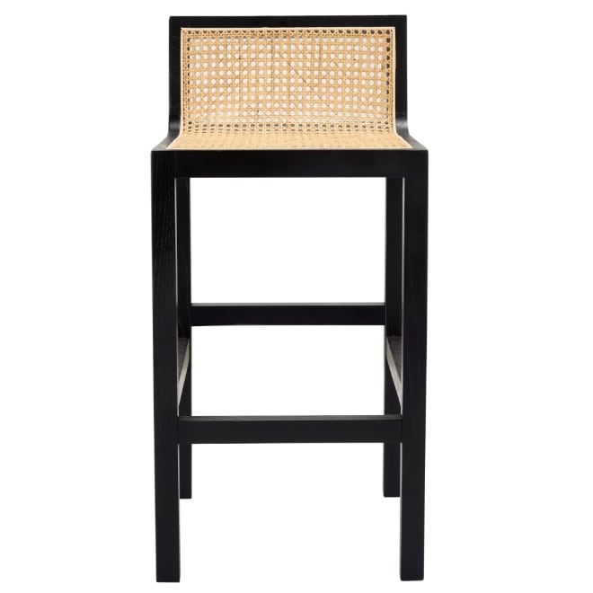 Zeta Black & Rattan Counter Stool color Black