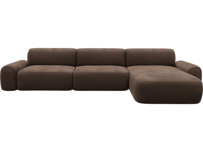 Beckett Muse Chocolate Chaise Sofa - 3 Seater color Muse Chocolate