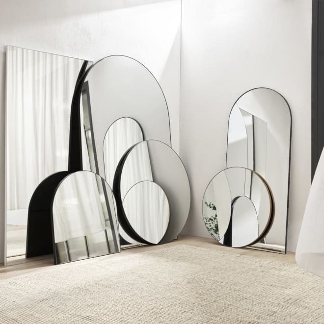 Mansour Arched Floor Mirror Black - 80cm x 180cm color Black