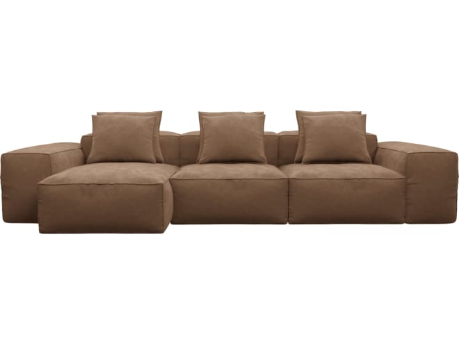 Riley Tribute Chestnut Modular Sofa - 3 Seater Chaise color Tribute Chestnut
