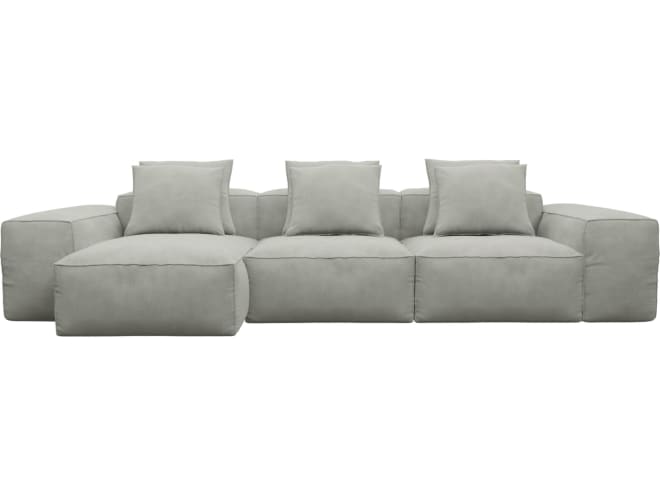 Riley Toorak Pebble Modular Sofa - 3 Seater Chaise color Toorak Pebble