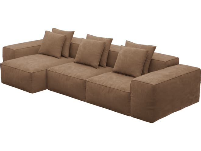 Riley Tribute Chestnut Modular Sofa - 3 Seater Chaise color Tribute Chestnut