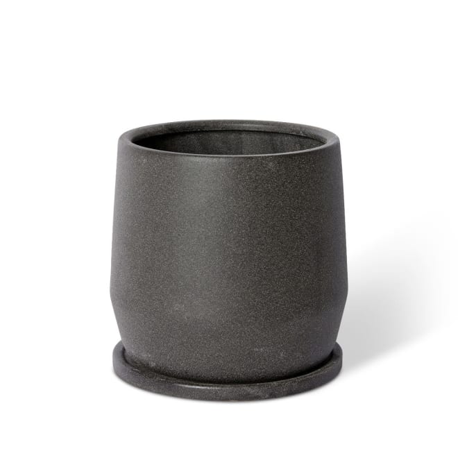 Mason Pot w. Saucer - 22 x 22 x 22cm color Black