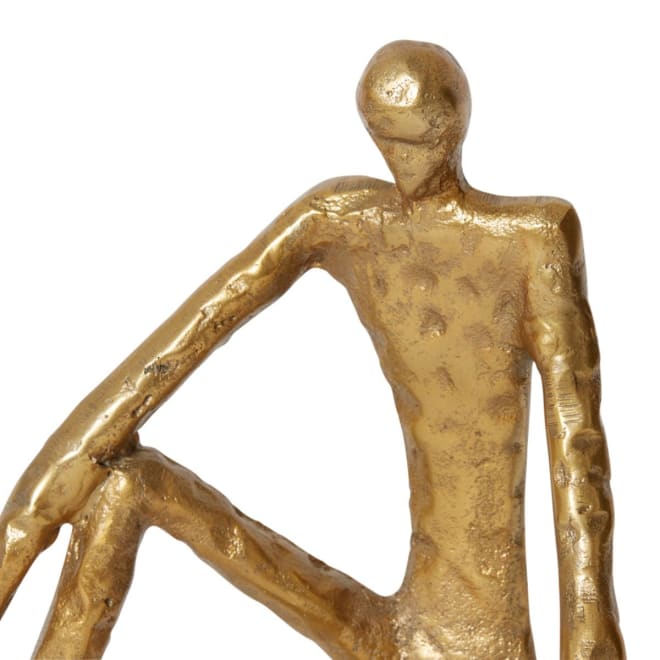 Man Sitting Scuplture - 20 x 13 x 23cm color Antique Gold