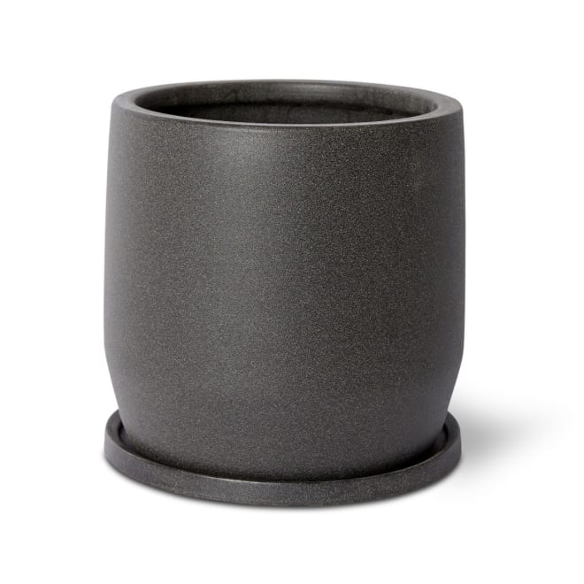 Mason Pot w. Saucer - 27 x 27 x 26cm color Black