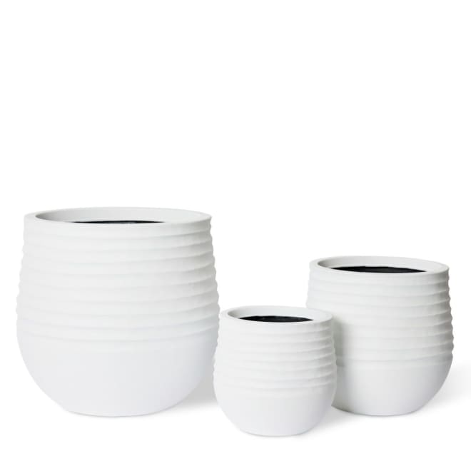Knox Stonelite Planter Set of 3 (Outdoor) - 27 x 27 x 28cm / 36 x 36 x 37cm / 48 x 48 x 49cm color White