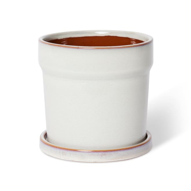 Austin Pot w. Saucer - 19 x 19 x 19cm color White