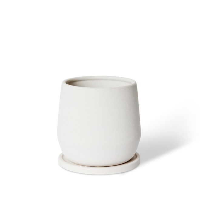 Mason Pot w. Saucer - 18 x 18 x 18cm color White