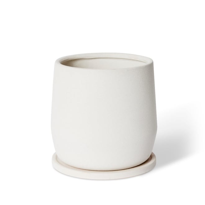 Mason Pot w. Saucer - 22 x 22 x 22cm color White